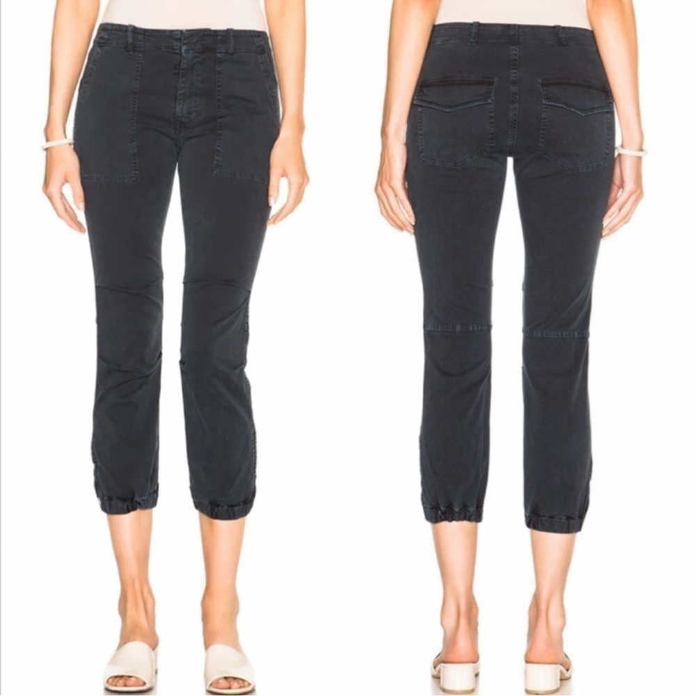Nili Lotan Cropped Utility Cargo Jogger Pants Dark Navy 2 Cotton